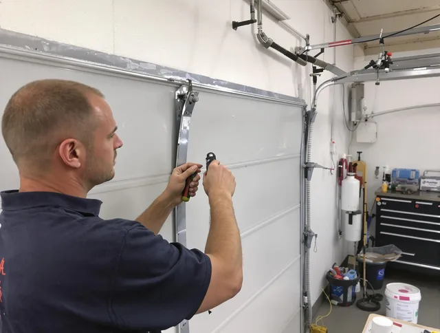 Before and after garage door dent repair by St. Petersburg Garage Door Repair in St. Petersburg