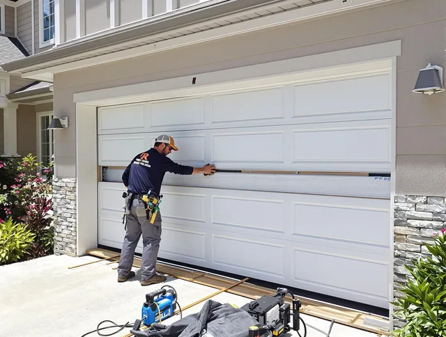 St. Petersburg Garage Door Repair team performing complete garage door replacement at St. Petersburg residence