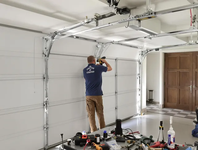 St. Petersburg Garage Door Repair certified technician performing precision garage door repair in St. Petersburg