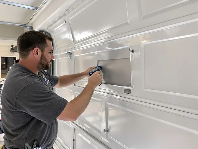 Garage door panel repair by St. Petersburg Garage Door Repair in St. Petersburg