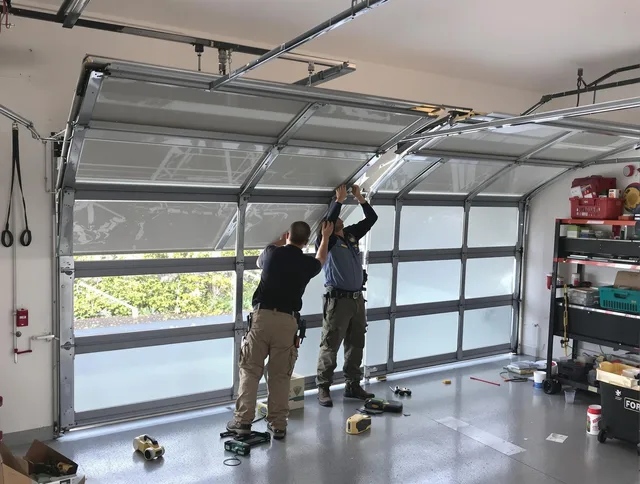 St. Petersburg Garage Door Repair expert performing precise panel replacement on St. Petersburg garage door